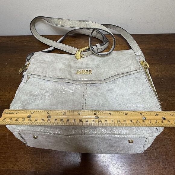 Aimee Kestenberg Metallic Bali Double Entry Crossbody Genuine Leather Purse Read - Picture 15 of 16